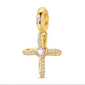 CALEO Charm - Gold Forever Cross Pink Heart