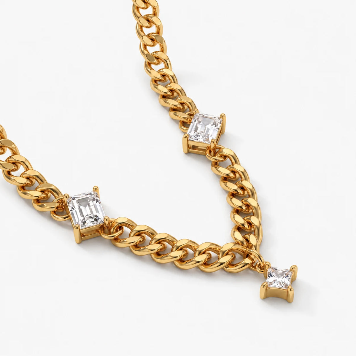 Celeste Crystal Station Necklace - thumbnail gold