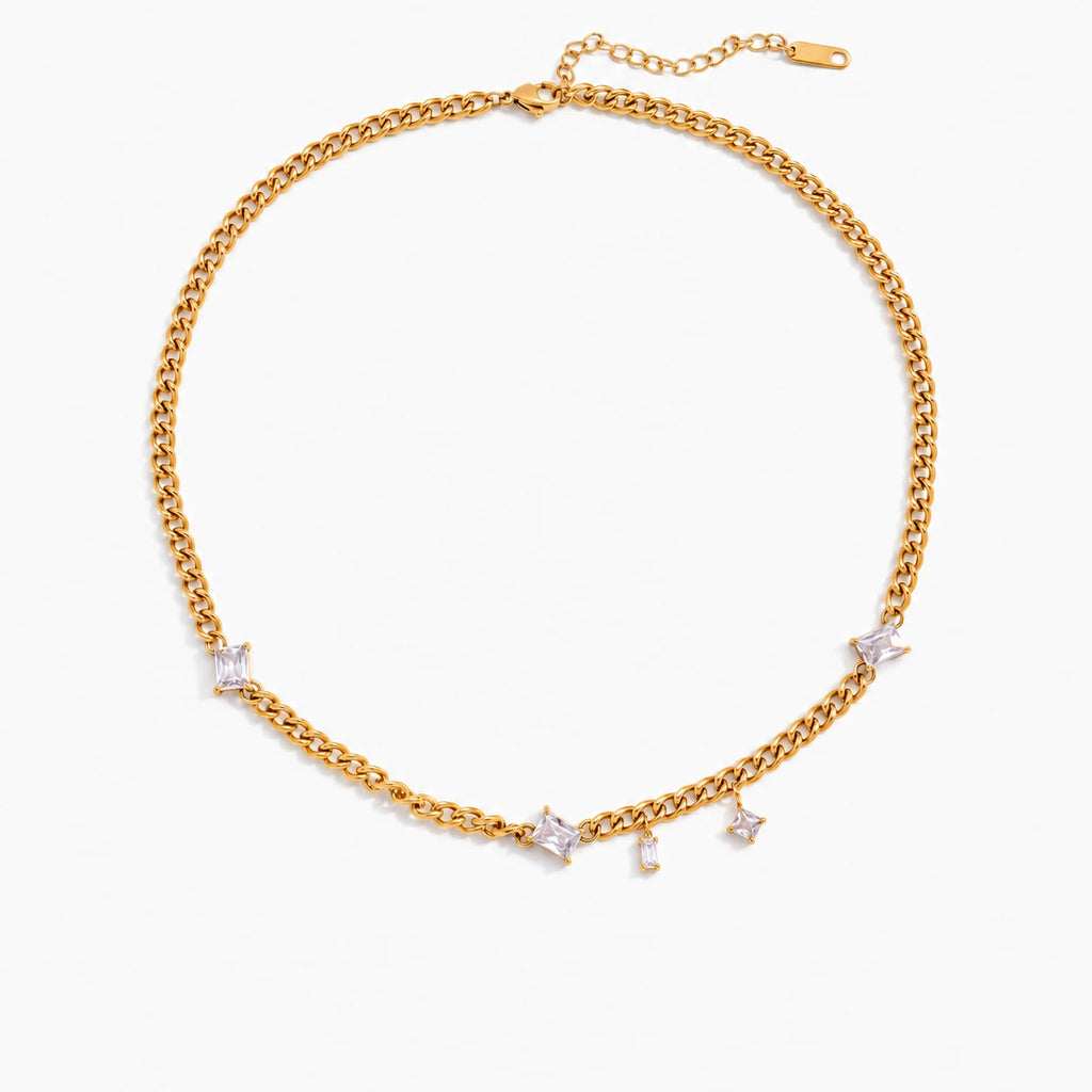 Celeste Crystal Station Necklace - product gold full