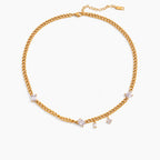 Celeste Crystal Station Necklace - product gold full
