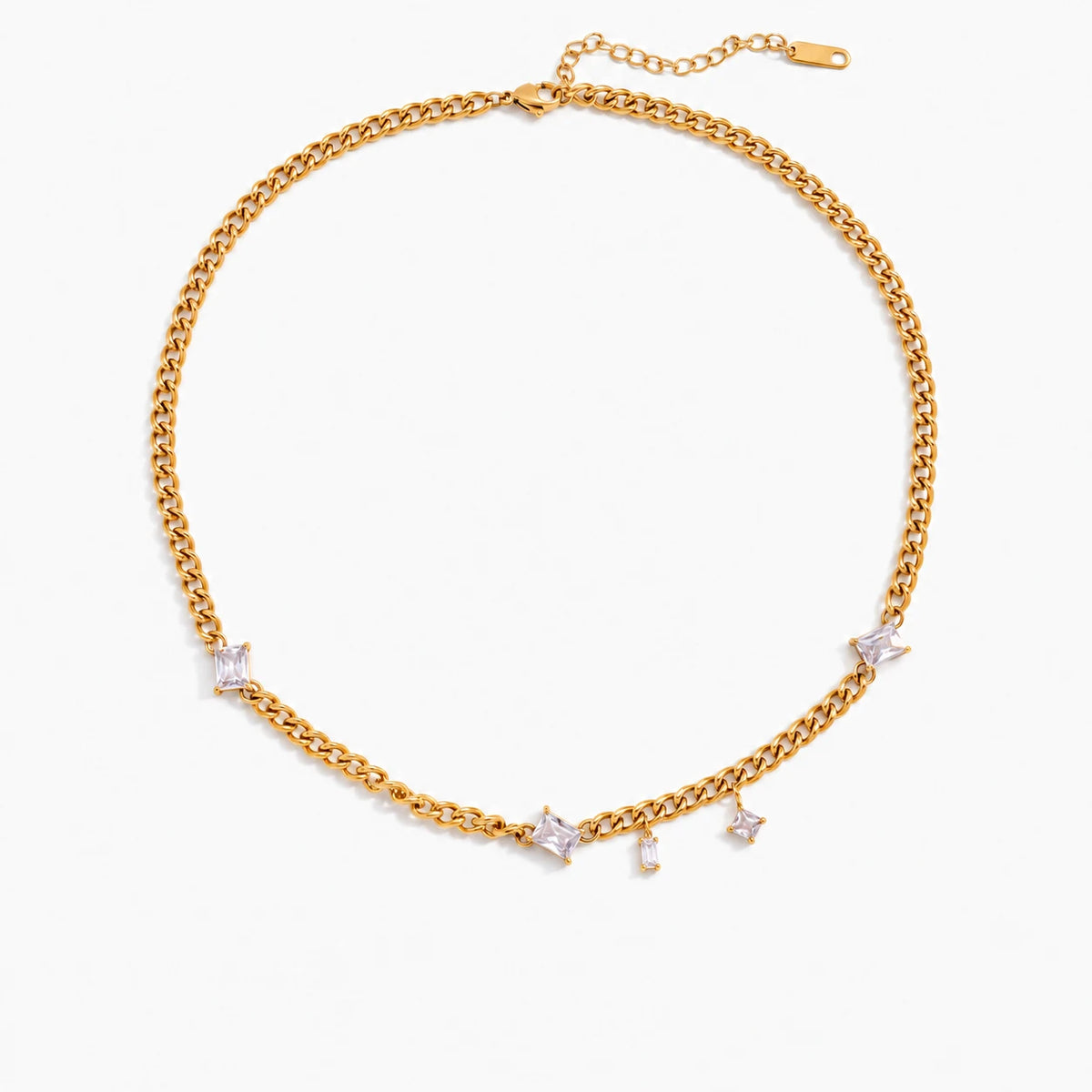 Celeste Crystal Station Necklace - product gold full