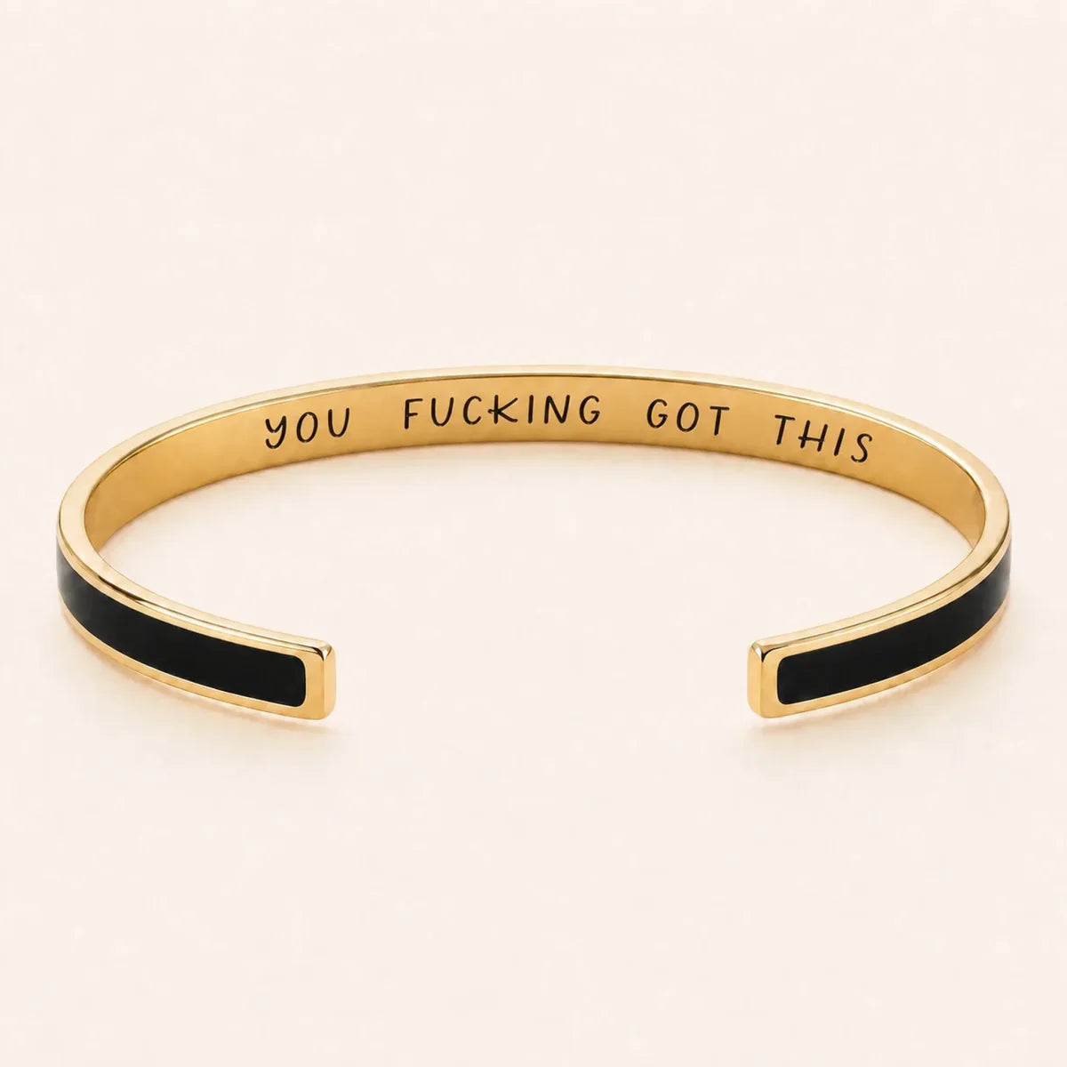 You Fucking Got This cuff bracelet - Gold finish, Black enamel, full quote