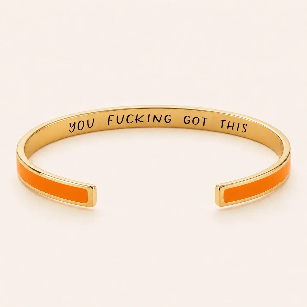 You Fucking Got This cuff bracelet - Gold finish, Orange enamel, full quote