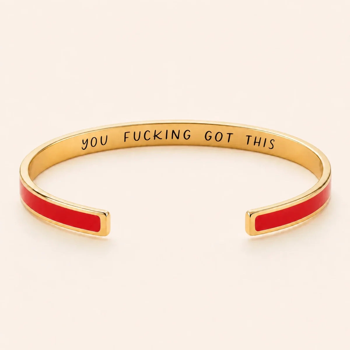You Fucking Got This cuff bracelet - Gold finish, Red enamel, full quote