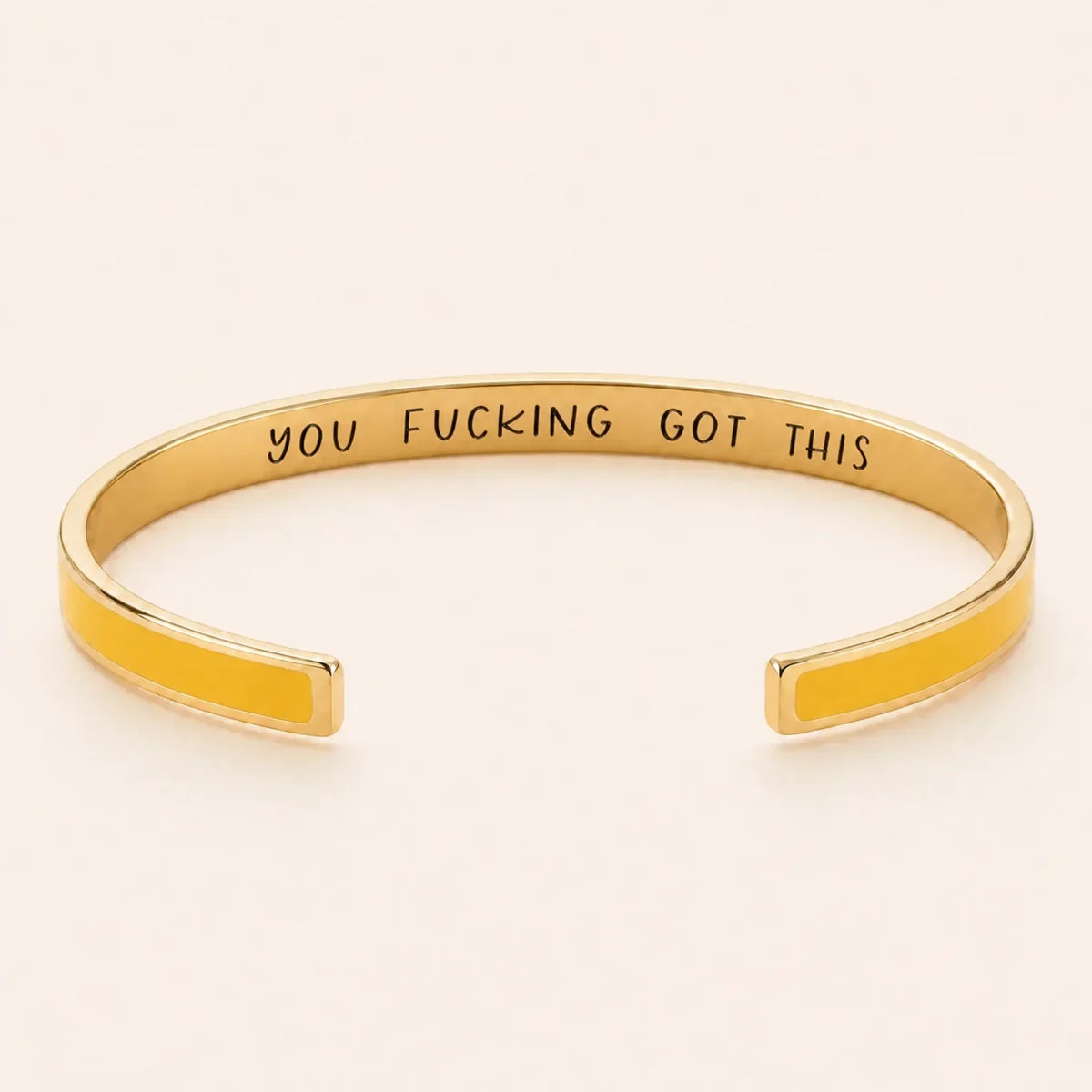 You Fucking Got This cuff bracelet - Gold finish, Yellow enamel, full quote