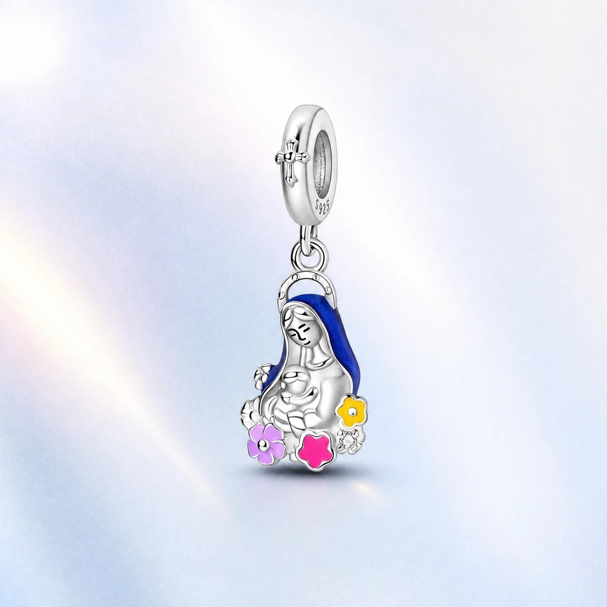 CALEO colorful charms pastel gallery image - Mary & Child Flower Charm - colorful-bg-mary-and-child-flower-charm - 2026-07-26