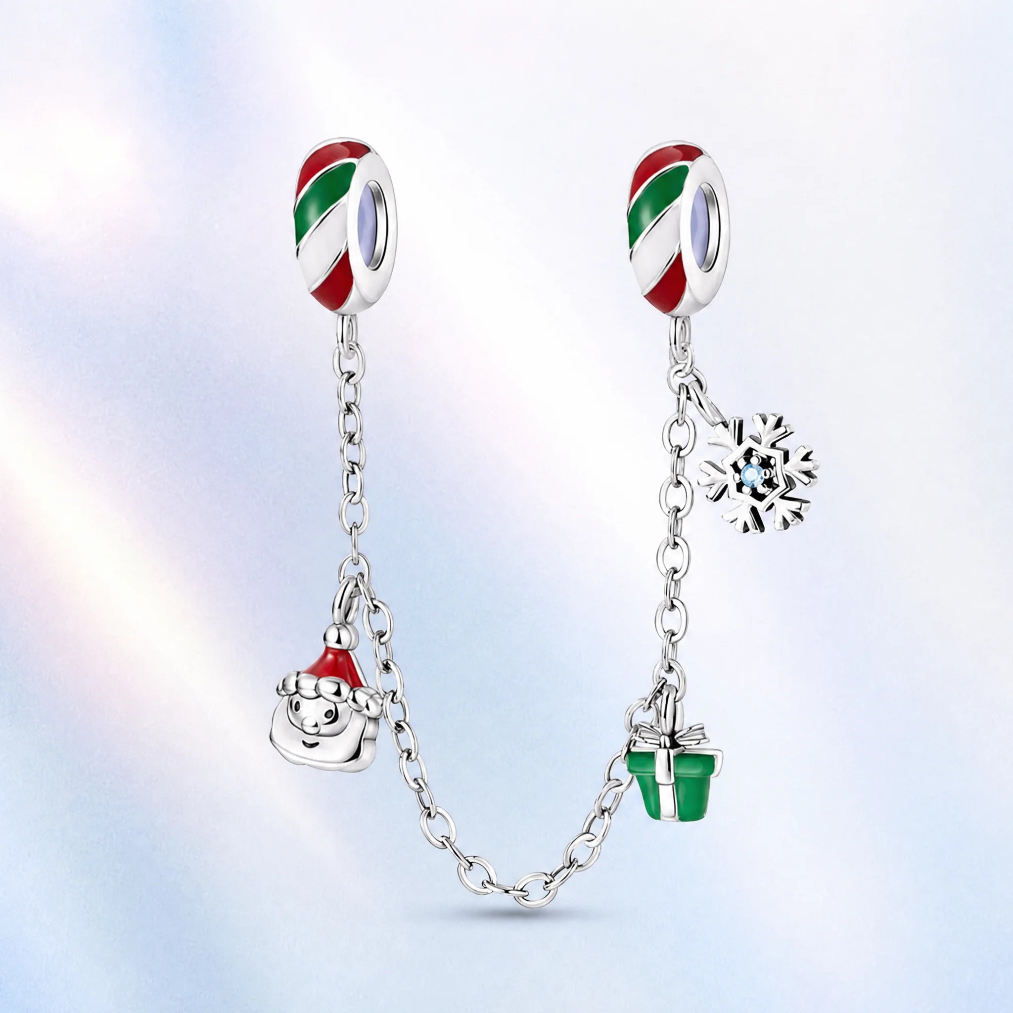 CALEO colorful charms pastel gallery image - Santa & Snowflake Safety Chain - colorful-bg-santa-and-snowflake-safety-chain - 2026-07-26