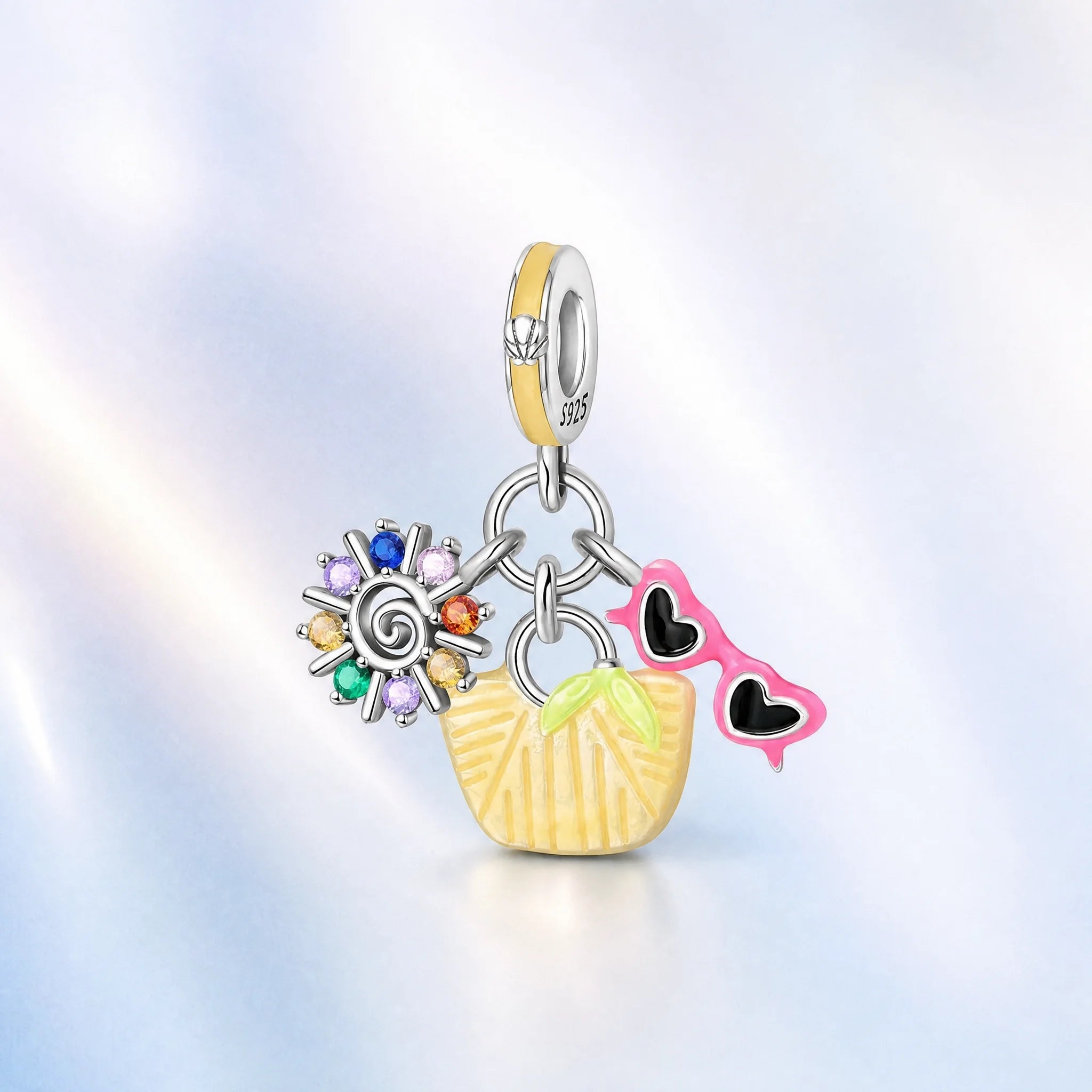 CALEO colorful charms pastel gallery image - Straw Bag Sunburst Cluster Charm - colorful-bg-straw-bag-sunburst-cluster-charm - 2026-07-26
