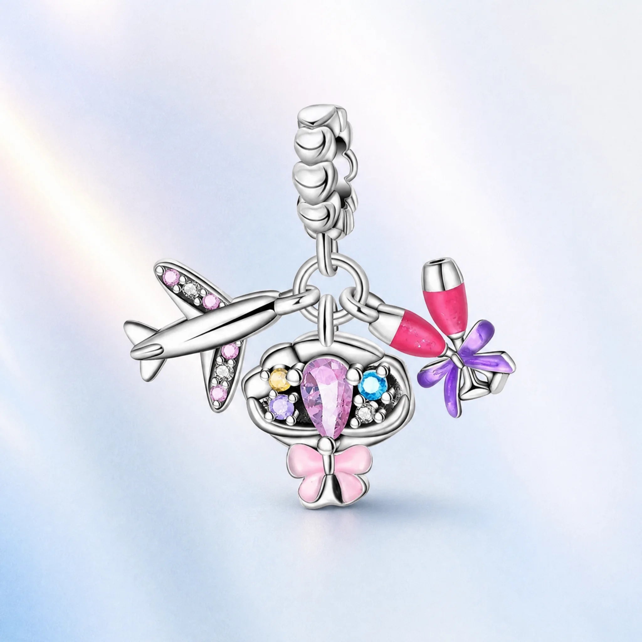 CALEO colorful charms pastel gallery image - Travel Suitcase Airplane Cluster Charm - colorful-bg-travel-suitcase-airplane-cluster-charm - 2026-07-26