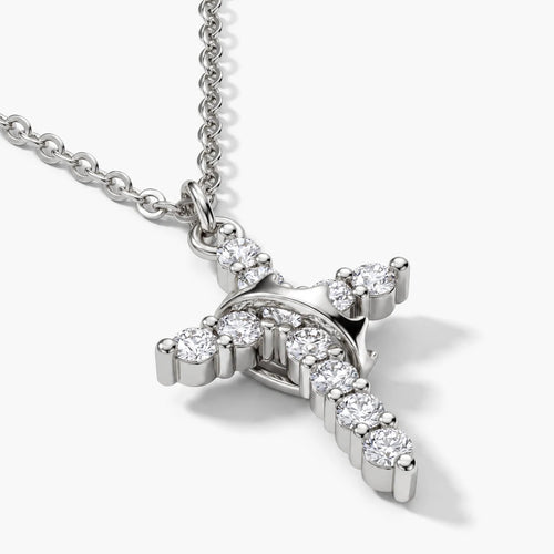 Crowned Grace Cross Necklace - silver thumbnail