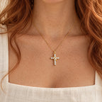 Crowned Grace Cross Necklace - gold lifestyle ivory