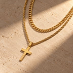 Cuban Faith Layered Cross Necklace - editorial full set