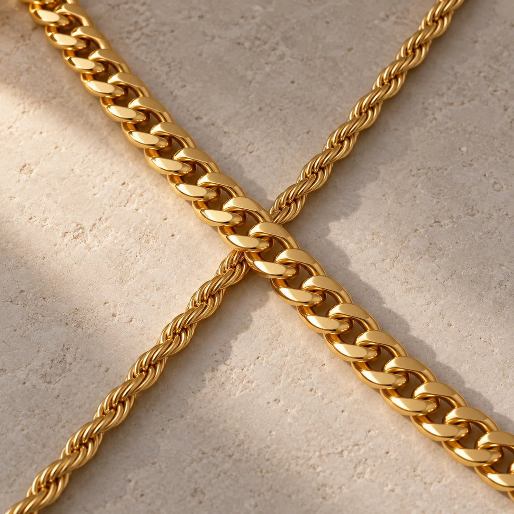 Cuban Faith Layered Cross Necklace - macro chains