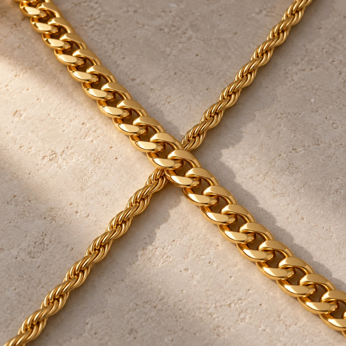 Cuban Faith Layered Cross Necklace - macro chains