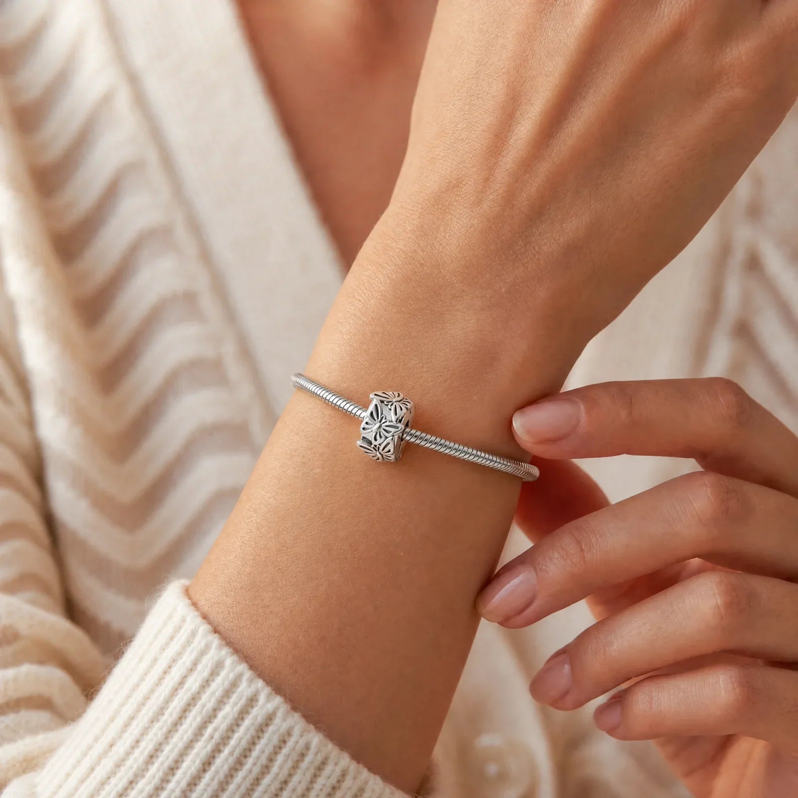 Daisy Cutout Spacer Charm lifestyle jewelry photo