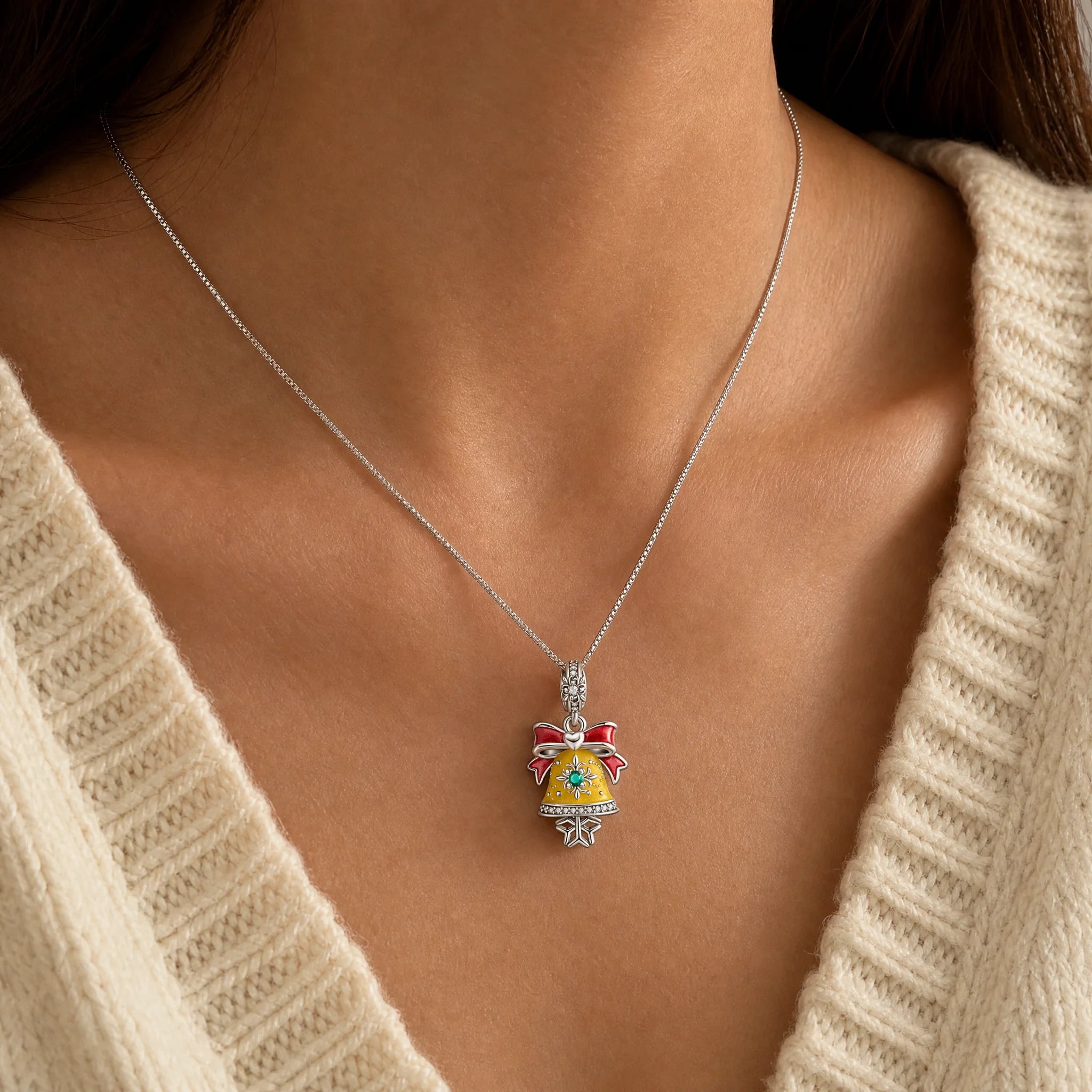 CALEO dangle lifestyle image - Yellow Snowflake Christmas Bell Dangle Charm - dangle-one-thumb-ref04-yellow-snowflake-christmas-bell-dangle-charm - 2026-07-24