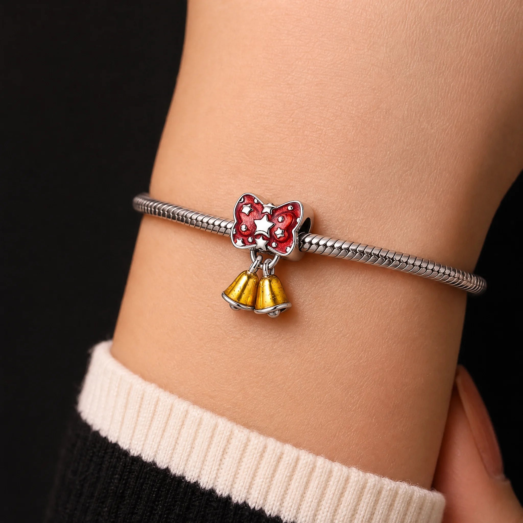CALEO dangle lifestyle image - Red Bow & Christmas Bells Dangle Charm - dangle-one-thumb-ref11-red-bow-and-christmas-bells-dangle-charm - 2026-07-24