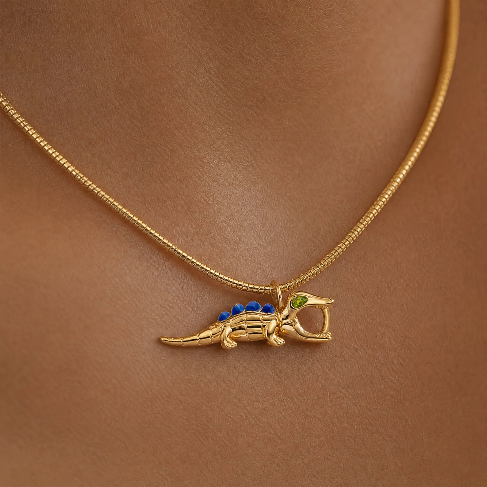 CALEO dangle lifestyle image - Gold Blue Crystal Crocodile Dangle Charm - dangle-one-thumb-ref20-gold-blue-crystal-crocodile-dangle-charm - 2026-07-24