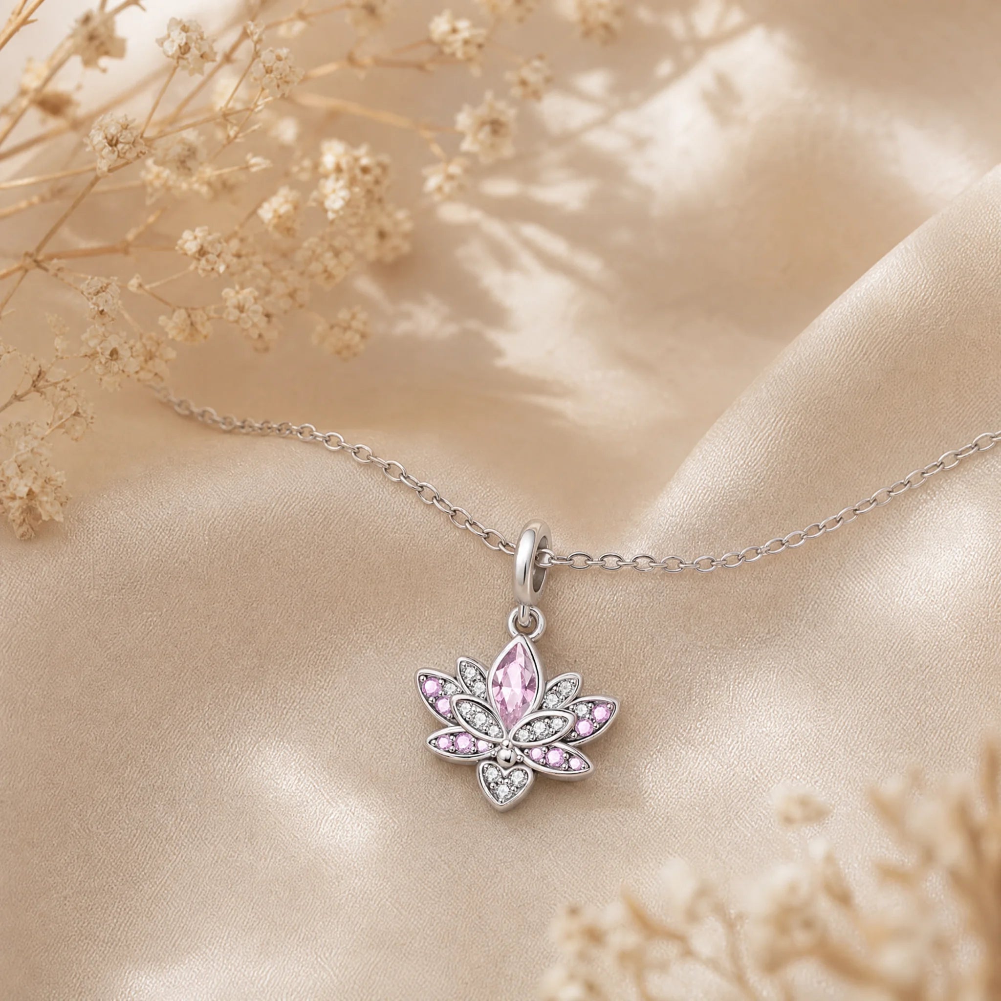CALEO dangle lifestyle image - Pink Lotus Dangle Charm - dangle-one-thumb-ref21-pink-lotus-dangle-charm - 2026-07-24