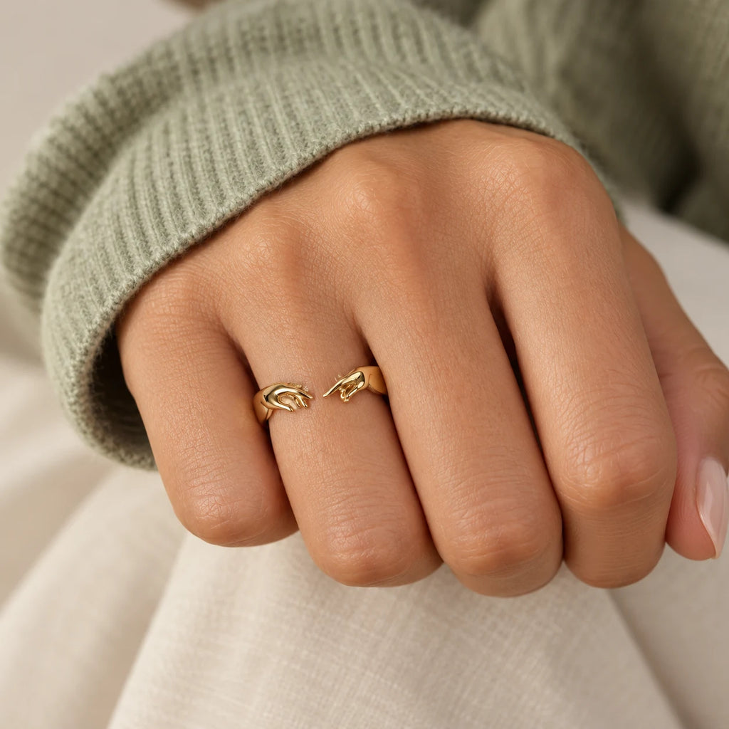 Divine Reach Ring - lifestyle gold fist