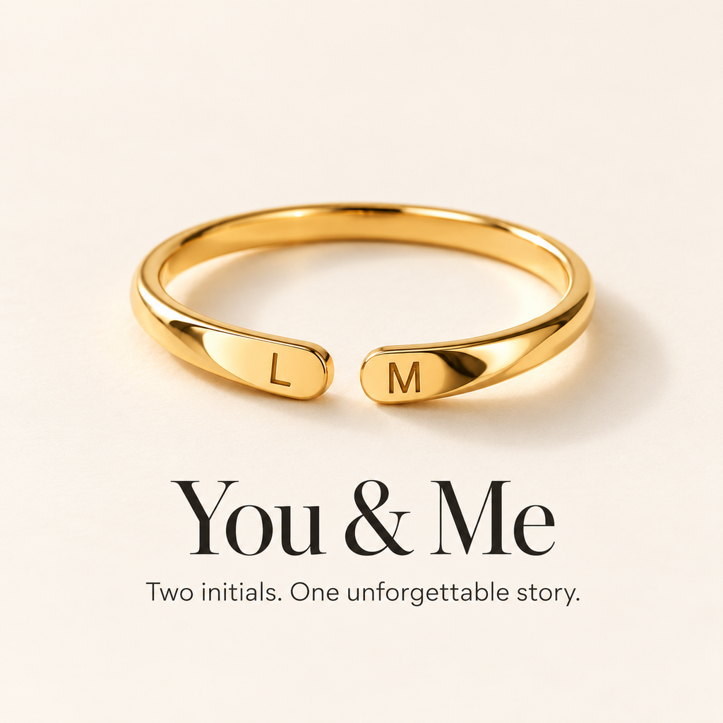 Double Initial Name Ring — You and Me emotional thumbnail