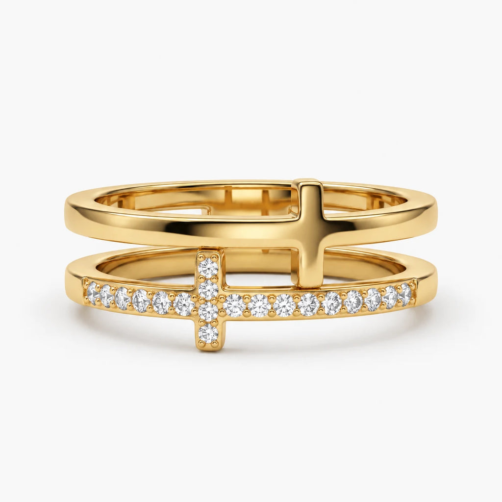 Dual Grace Cross Ring - dual grace cross ring gold thumbnail