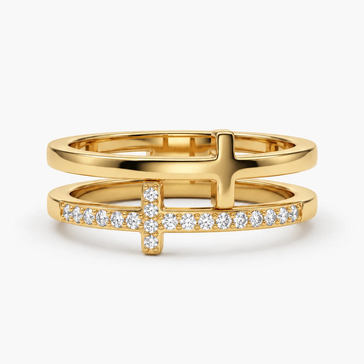 Dual Grace Cross Ring - dual grace cross ring gold thumbnail