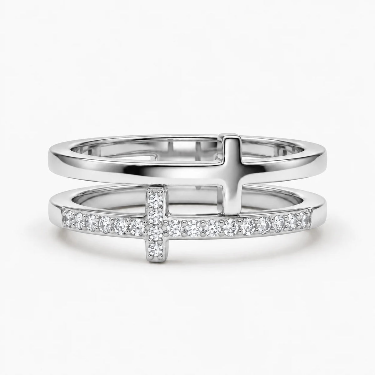 Dual Grace Cross Ring - dual grace cross ring silver thumbnail