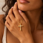 Endless Grace Cross Necklace - lifestyle gold hand