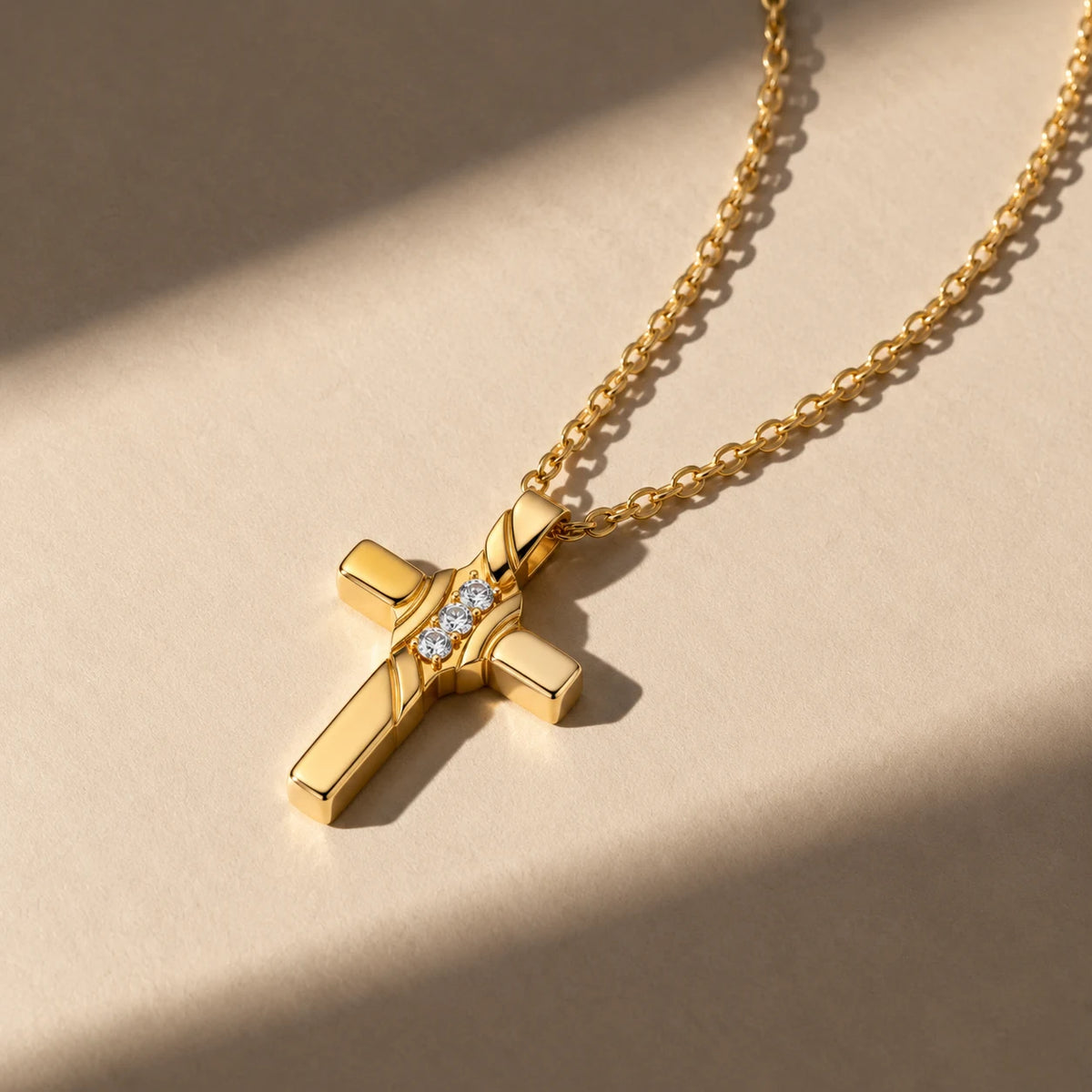 Endless Grace Cross Necklace - still life gold paper