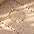 Essential Cross Bracelet - still life gold