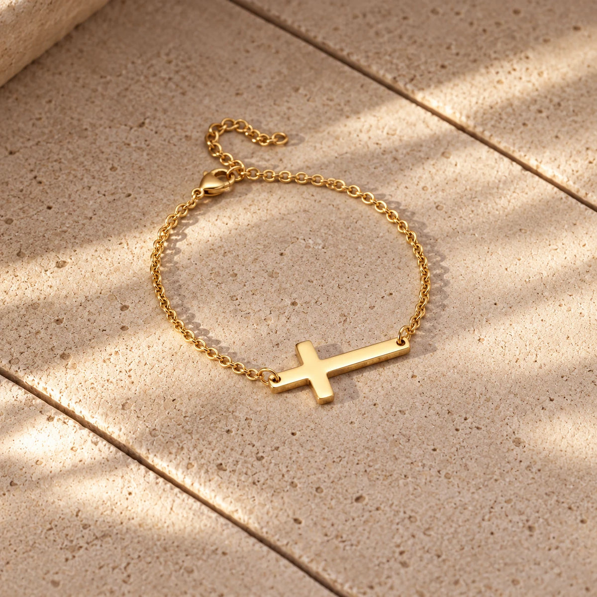 Essential Cross Bracelet - still life gold