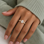 Everlight Solitaire Ring - lifestyle gold sage knit
