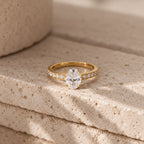 Everlight Solitaire Ring - still life gold limestone