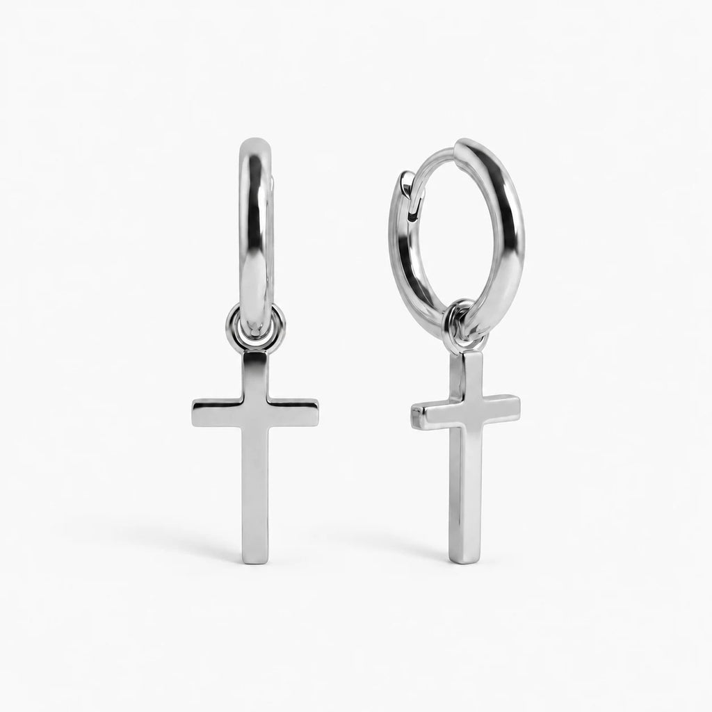 Everyday Grace Cross Hoops - thumbnail silver