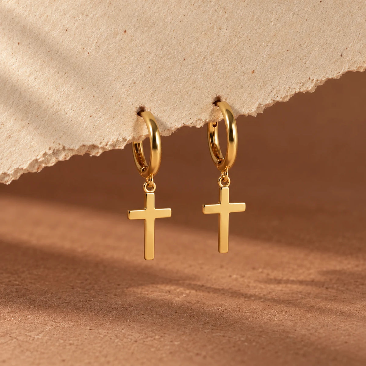 Everyday Grace Cross Hoops - flatlay deckled card