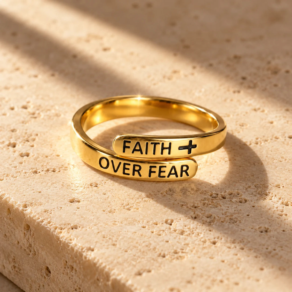 Faith Prevails Ring - still life gold