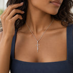 Flowing Faith Necklace - lifestyle silver navy