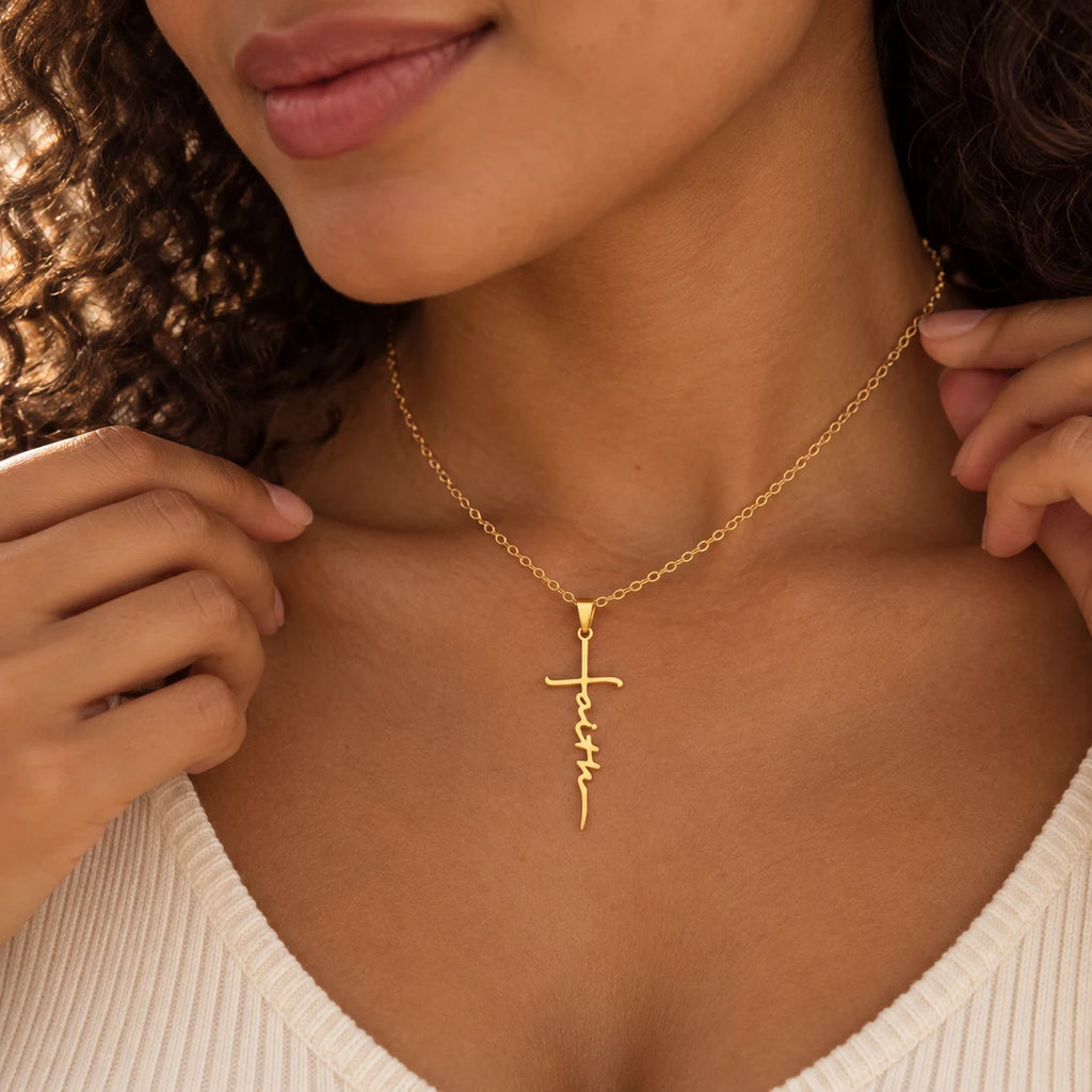 Flowing Faith Necklace - lifestyle gold chain