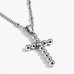 Glimmer Bead Cross Necklace - thumbnail silver