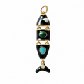 Gold Black Fish Pendant Charm