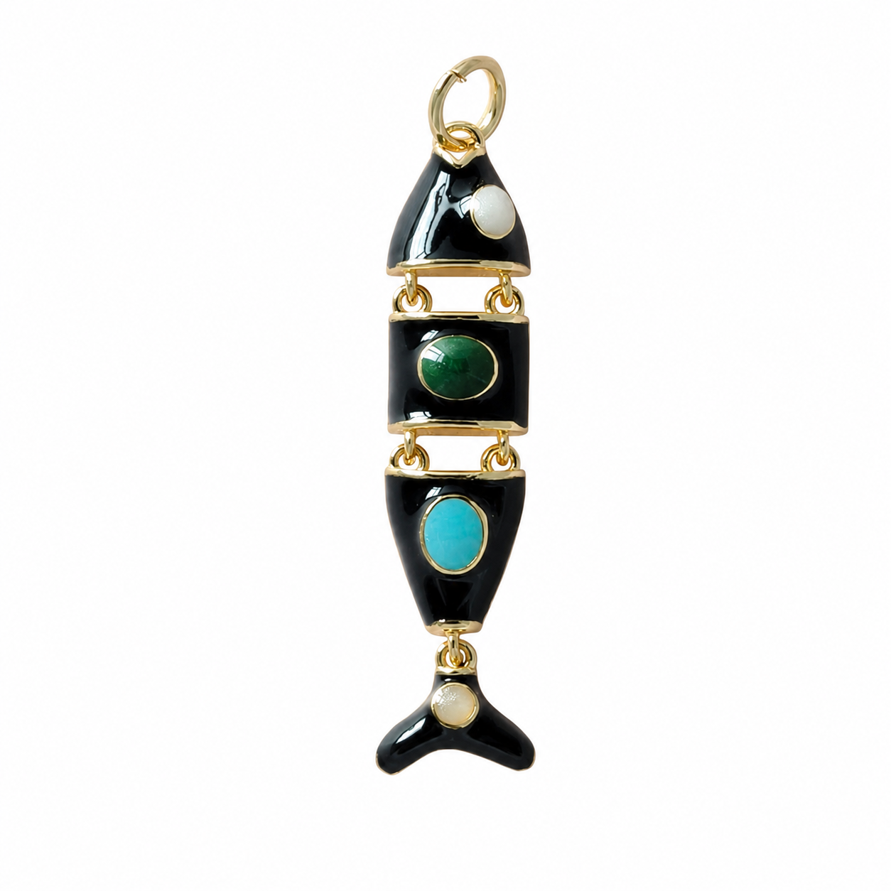 Gold Black Fish Pendant Charm
