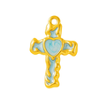 Gold Blue Cross Pendant Charm