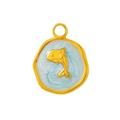 Gold Blue Dolphin Medallion Pendant Charm