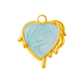 Gold Blue Dripping Heart Pendant Charm