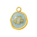Gold Blue Fish Medallion Pendant Charm