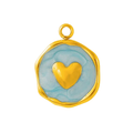 Gold Blue Heart Medallion Pendant Charm