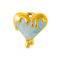 Gold Blue Melting Heart Pendant Charm