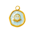 Gold Blue Octopus Medallion Pendant Charm