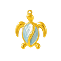 Gold Blue Sea Turtle Pendant Charm